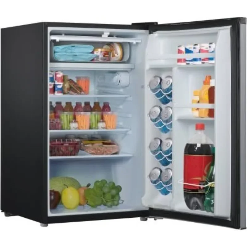 Galanz 4.3 cu ft Compact Single-Door Refrigerator, (Stainless Steel)