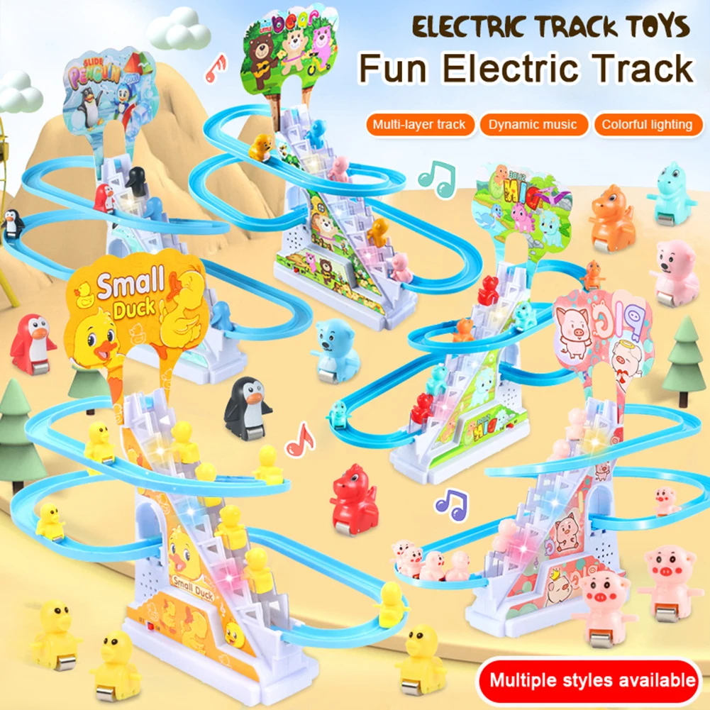 Electronic Duck Climbing Stairs Track, Slide Pets, Brinquedos com Luz, Música, Brinquedos Educativos para Meninos e Meninas, Presentes de Aniversário