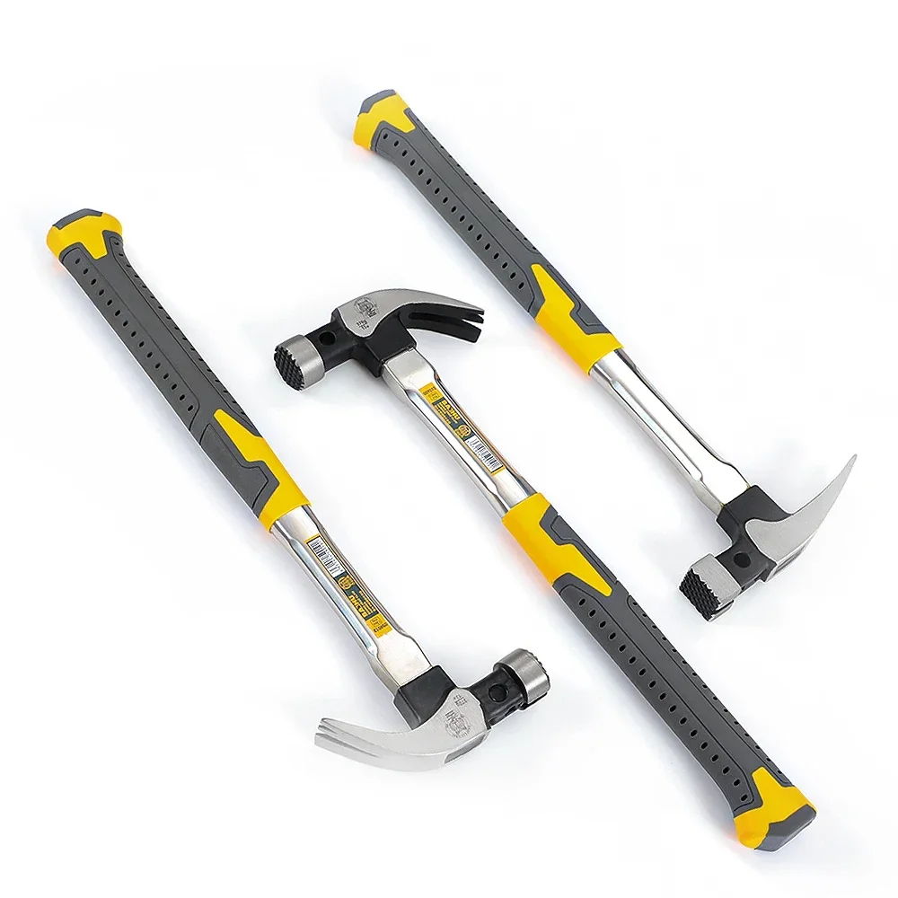 1Pcs Fiber Handle Multifunctional High Carbon Steel Claw Hammer Woodworking Nail Pulling and Hammering Steel Hammer