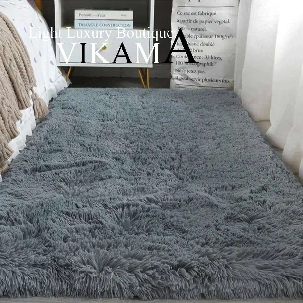 VIKAMA Teenagers Youth Style Cute Soft Silk Hair Carpet Living Room Bedroom Dormitory Bedside Decorative Carpet Washable Rug