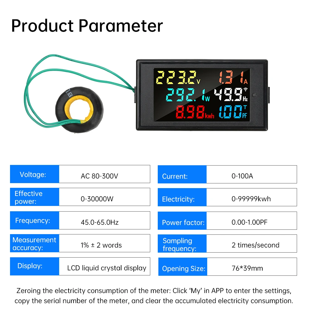 Medidor de seis pantallas D69-2068, medidor de energía LCD para el hogar, probador de potencia, medidor inteligente, voltaje y corriente digitales de alta precisión