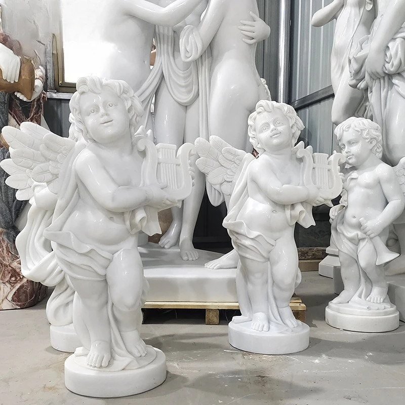 

Stone carving angel marble western figure sculpture ornament white marble European style western