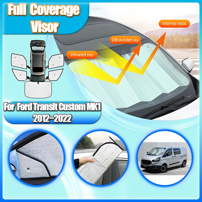 

For Ford Transit Custom Accessories MK1 2012~2022 Custom-Fit Sunshades Window Sun Visor Sunshade Blind Shade Anti-UV Accessories