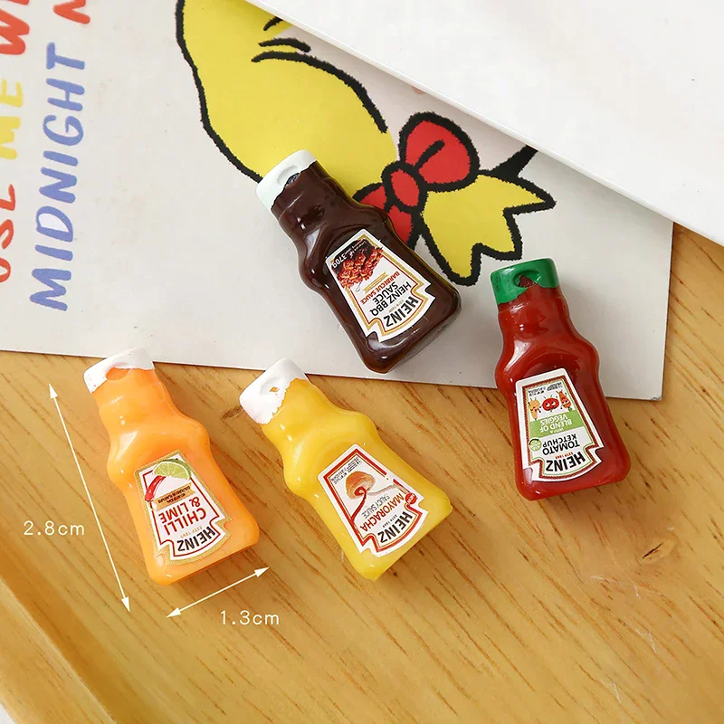 Juego de simulación de accesorios de comida en miniatura: paquete de 10 tarros de mermelada de salsa de fresa para casa de muñecas