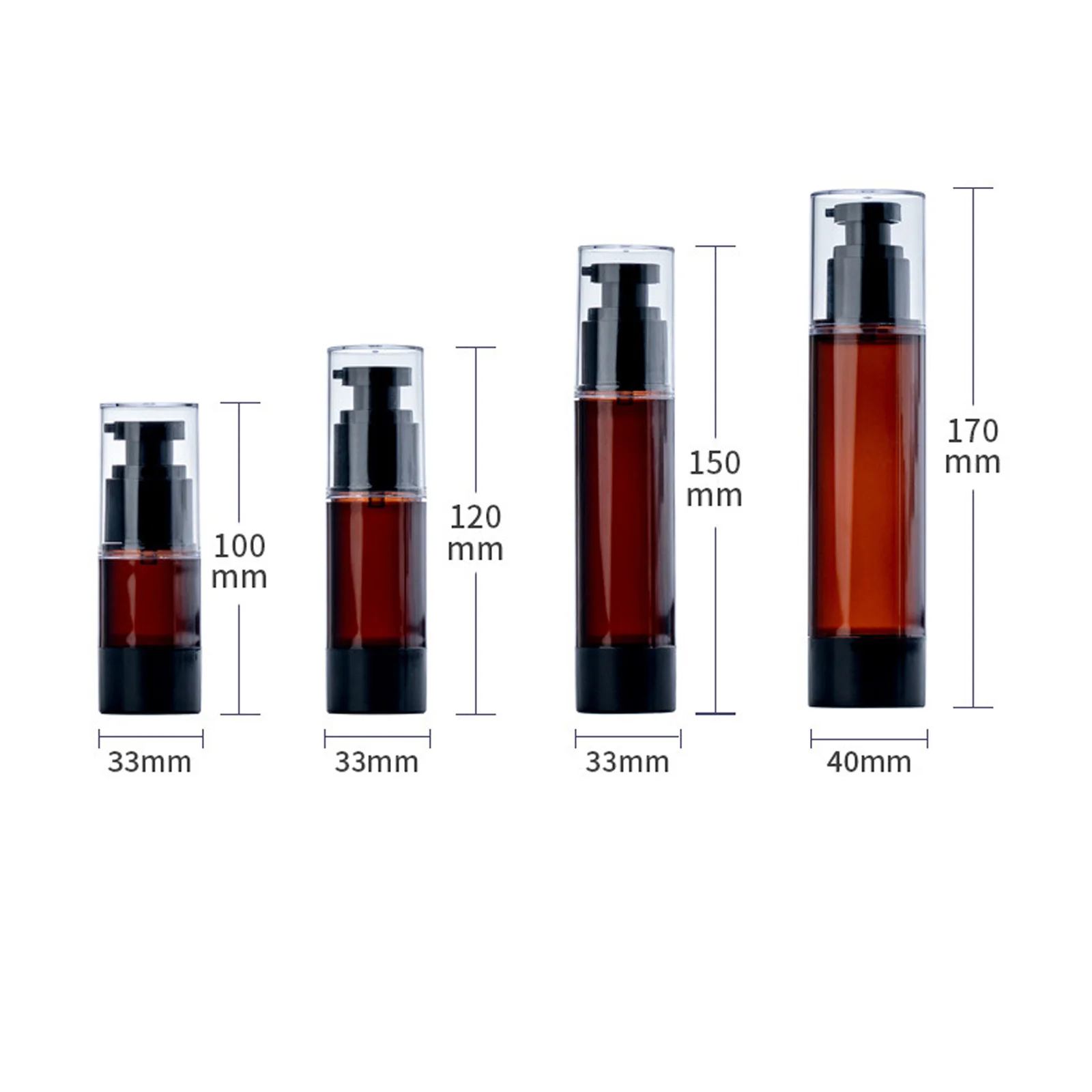 15/30/50/100ml Refillable Brown Plastic Comestic Pump Bottles Travel Empty Spary Bottles Portable Lotion Liquid Shampoo Bottles