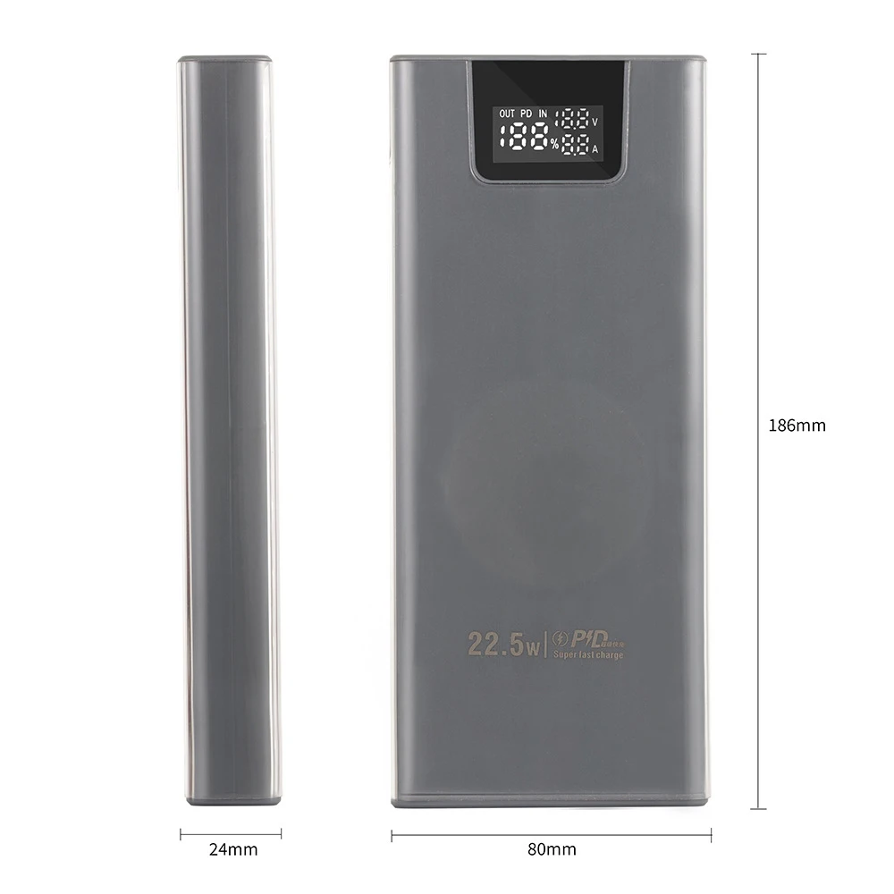 8x18650 22.5W Obudowa na baterię Szybkie ładowanie Bezlutowany Odłączalny mobilny zestaw zasilania Power Bank Shells Przenośne zewnętrzne pudełka