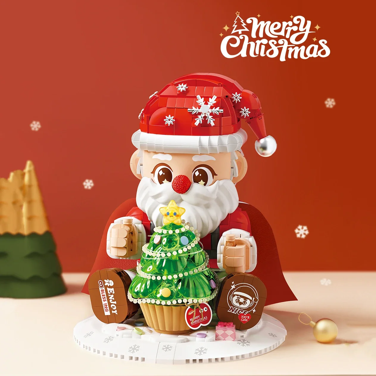 

Christmas Building Block Santa Claus Brick Puzzle Assembly Model Home Decoration Xmas Party Gift Kid Toy