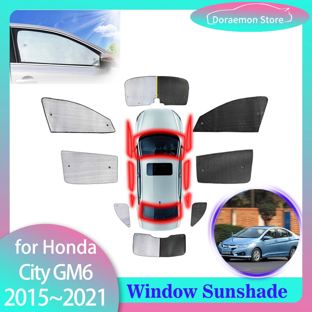 

Полное покрытие солнцезащитных козырьков для Honda City Grace Ballade GM6 5 8 9 2015 ~ 2021 Козырек на заднее окно, коврик для переднего лобового стекла, аксессуары для штор