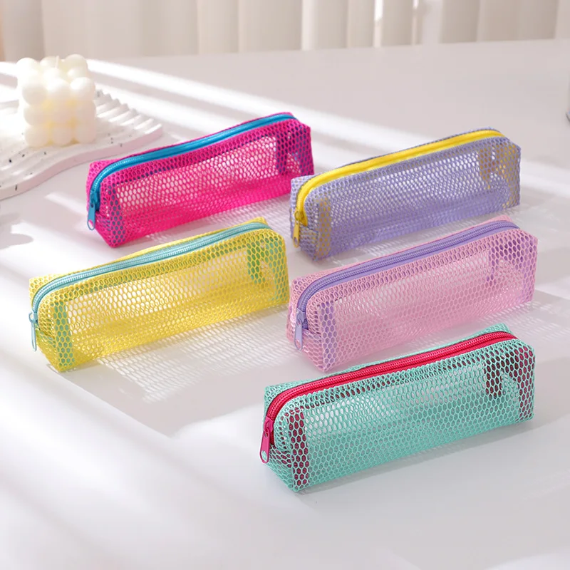 New Student Children's Pencil Bag Storage Bag Mesh Bag Portable Mesh Pencil Pouch Back To School