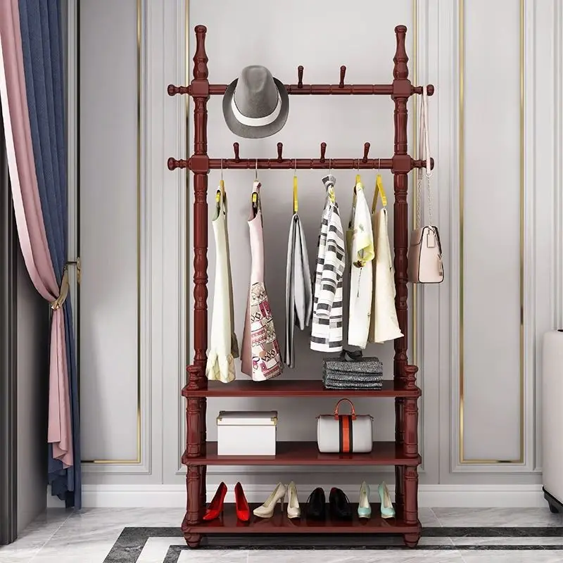 

Coat rack, solid wood, bedroom, hanger, floor type, multi function, shoe rack, shelf