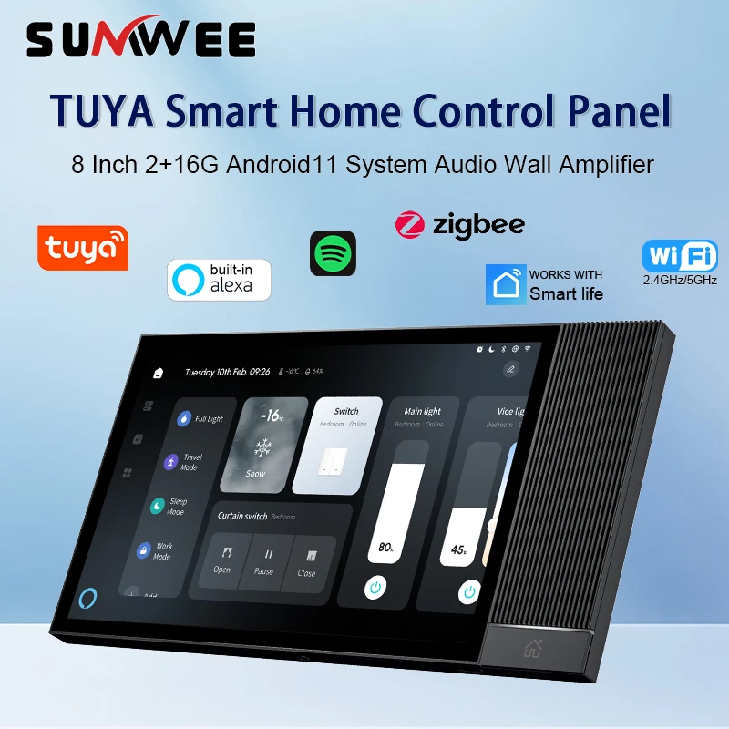 

TUYA Smart Home Center control panel Audio in wall amplifier Built-in ALEXA IR Bluetooth ZIGBEE gateway WIFI music player system