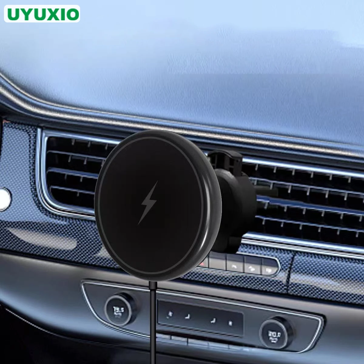 

UYUXIO Магнитное автомобильное крепление для вентиляционного отверстия, прочное беспроводное автомобильное зарядное устройство, быстрая зарядка для iPhone 16 Pro Max 15 14 13 12