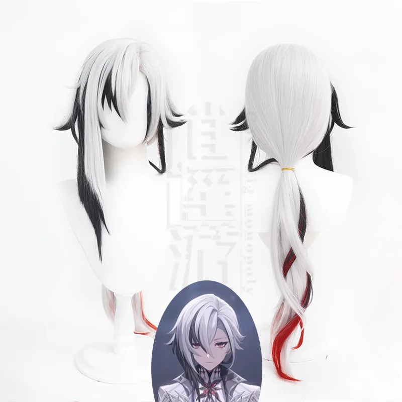 

Arlecchino The Knave Cosplay Wigs Game Genshin Impact White Short Hair Servant Snezhnaya Hair Accessoriesole for Hlloween