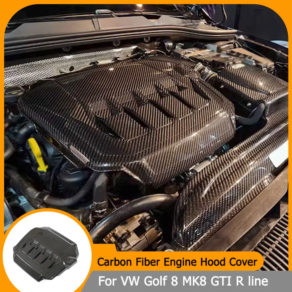 Engine Hood Bonnet Cover Cap for Volkswagen VW Golf 8 MK8 GTI R line 2021-2023 Inner Engine Hood Bonnet Cover Dry Carbon view 2