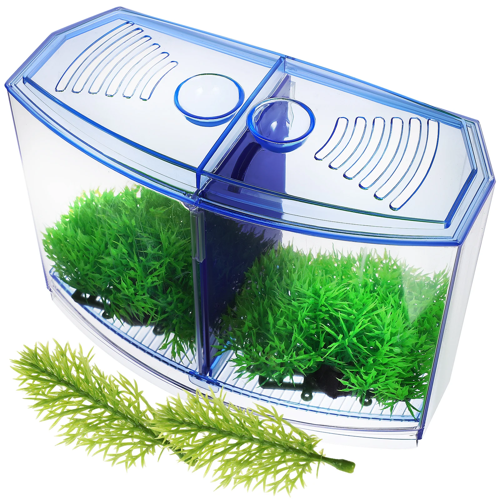 

Plastic Fish Tank Bowl Desktop Transparent Mini Aquarium Plants Fake Grass Decorations Breeding Box Aquatic Accessories