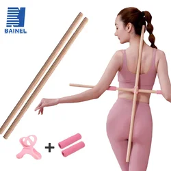 Body Sculpting Home Fitness Wooden Yoga Pole Open Shoulder Beauty Back Posture Corrector Multipurpose Pranayama Stick for Dance