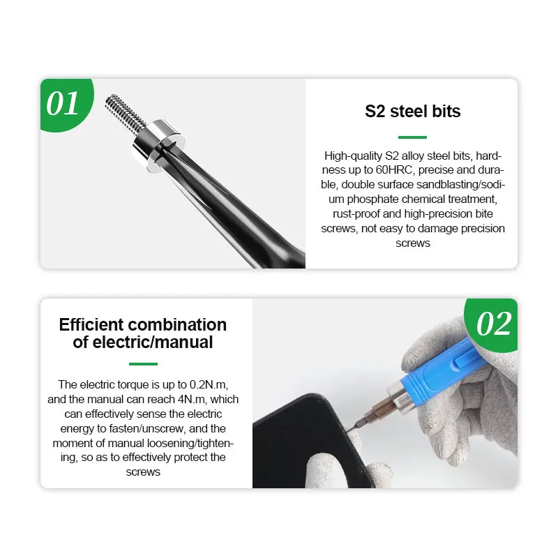 RELIFE SD-22E Precision Electric Screwdriver 6 Types of 10 Precision Bits Rechargeable Lithium Battery Type-C  Strong Power