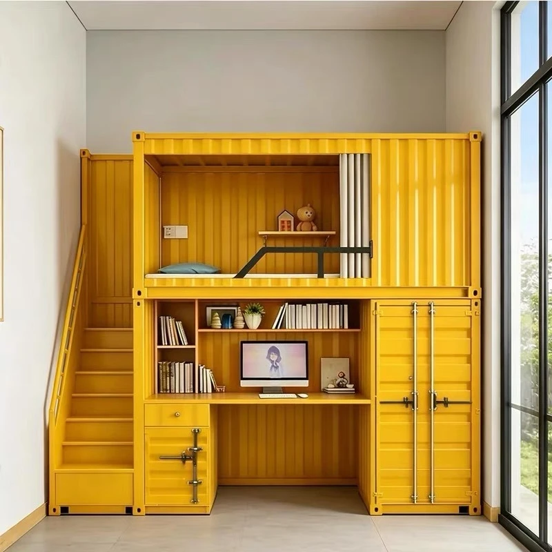 Children's elevated desk integrated wrought iron container under table combination