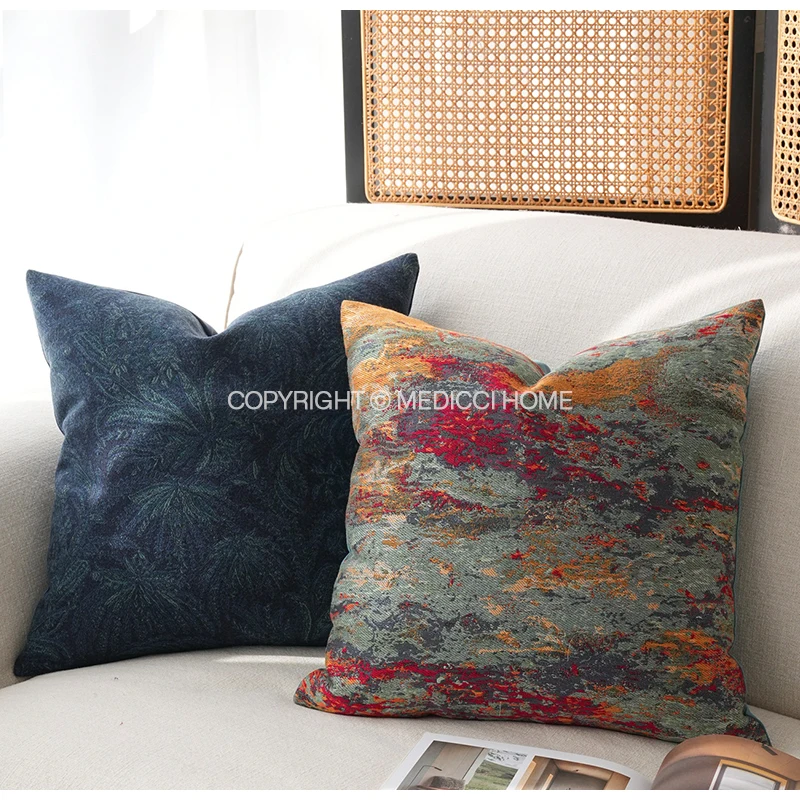 Medicci Home Colorful Tapestry Cushion Case Modern Abstract Upholstery Woven Fabric Jacquard Throw Pillow Cover Bohemian Decor