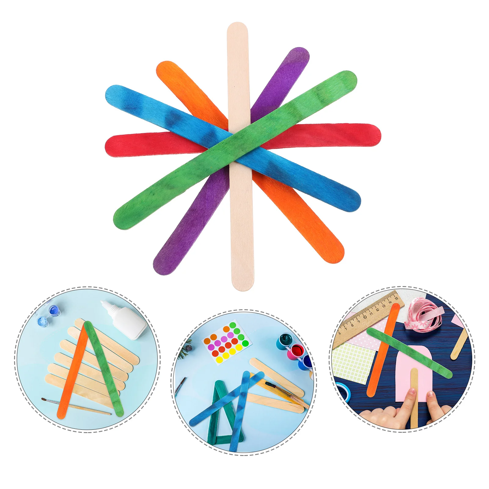 

100Pcs Colored Wood Craft Sticks Non-Waxed Smooth Surface Perfect for DIY Crafts Classroom Projects Birthday Party Camp