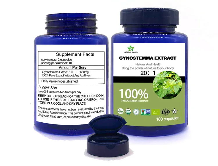 Organic Gynostemma Extract Powder,Jiaogulan,Gypenosides Powder,gypenoside,gynostemma Pentaphylla,Gynostemma Pentaph100pcs/bottle