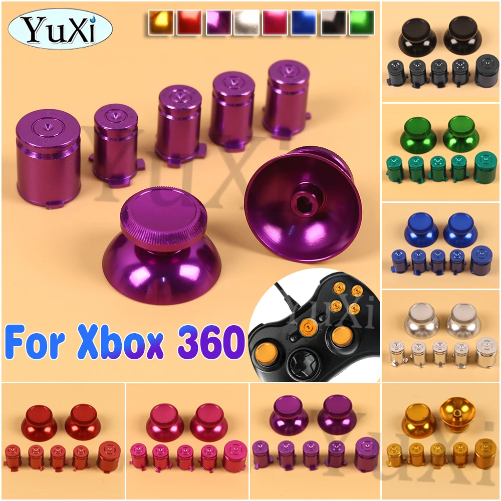 

1Set For Xbox 360 Aluminium Metal ABXY Bullet Button 3D Analog Joystick Thumbstick Grip Caps Gamepad Controller Repair Parts