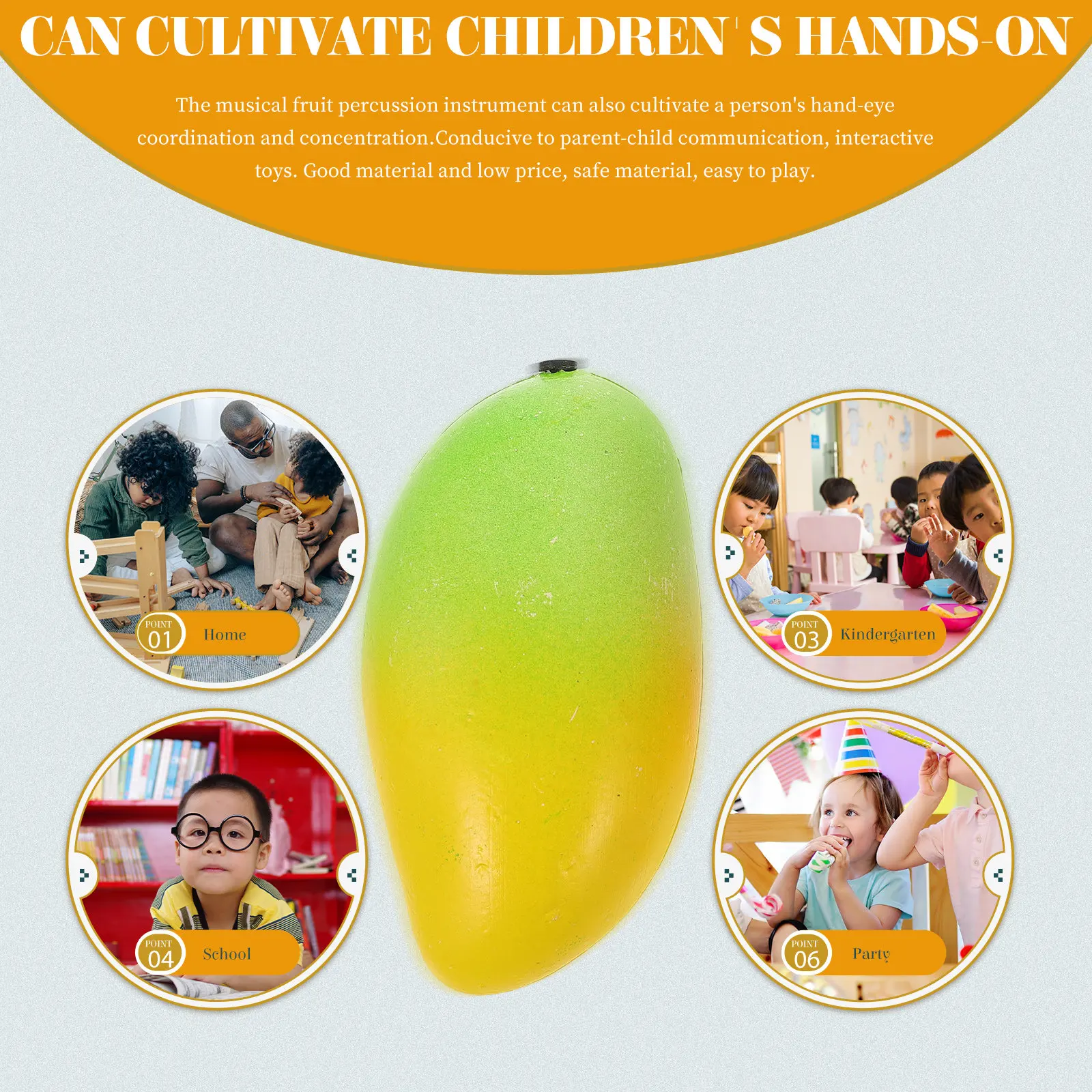 2Pcs Early Educational Fruit Shakers Musical Percussion Playthings Develop Brain Hand Skills Interactive Fruit Shakers