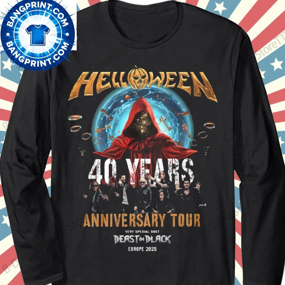 

Мужская футболка с длинным рукавом New Rock Helloween 40-летний юбилейный тур Футболка с 3D принтом Мужчины Женщины Модные топы Футболки Винтажная футболка