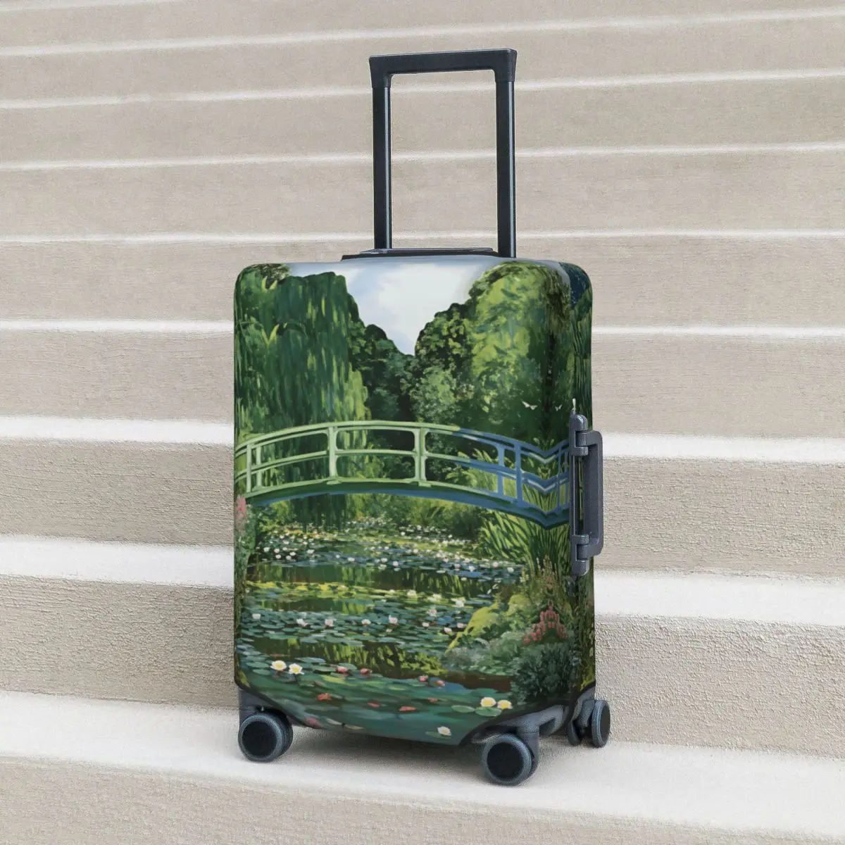 

Эластичный защитный чехол для чемодана с рисунком «Мост с водяными лилиями» в стиле Моне, для деловых поездок и путешествий