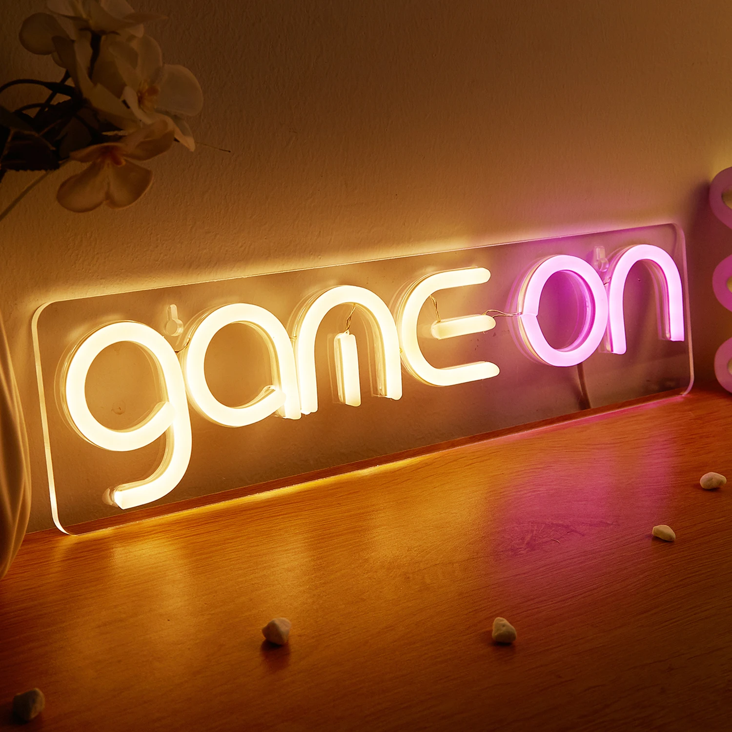 Chi-buy LED Neon Game On USB Powered Neon Signs Night Light 3D Wall Art & Game Room Bedroom Living Room Decor Lamp Signs