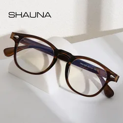 SHAUNA Anti Blue Light Retro TR90 Women Rivets Glasses Frame Fashion Men Round Optical Computer Eyewear