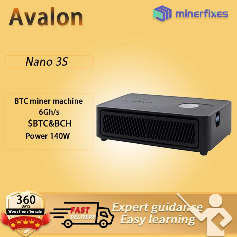 آلة صغيرة جديدة من Bitcoins Avalon Nano 3S 6TH/S مع آلة تعدين PSU cryptos BTC ضمان 180 يومًا