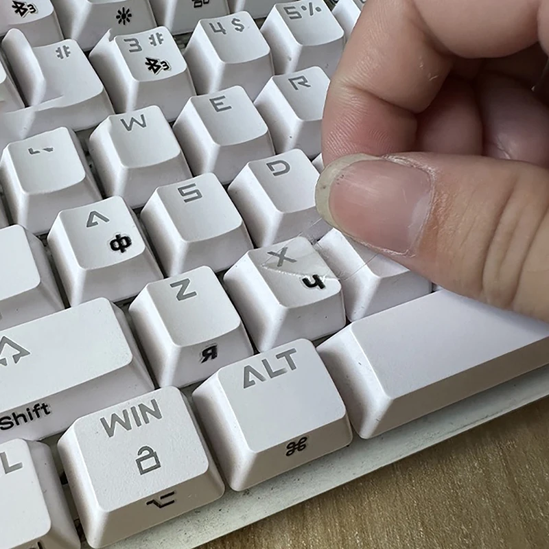 Russian Language Transparent Side-Engraved Keyboard Sticker - Tear-Off Single Sheet Universal for Desktop Laptop Key Protection