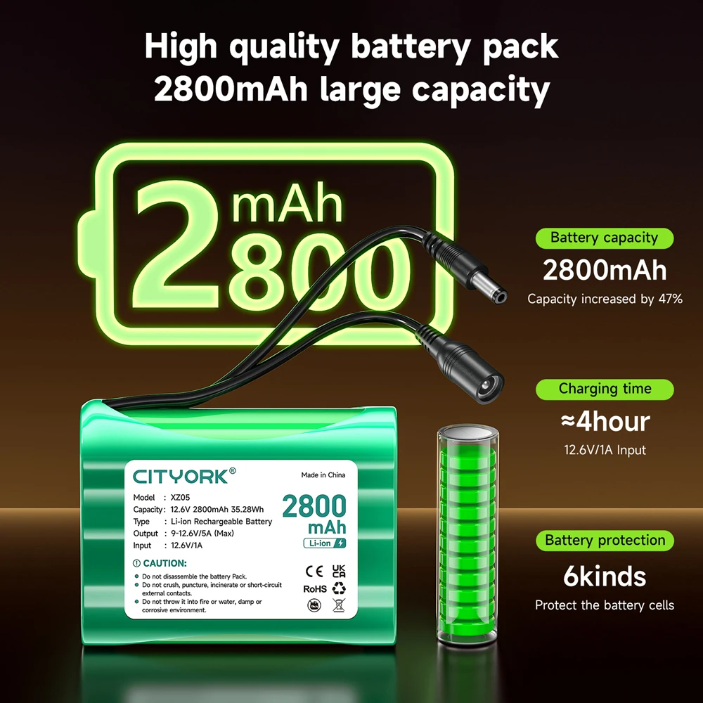 حزمة بطارية ليثيوم 2800 مللي أمبير قابلة لإعادة الشحن 12 فولت مع شاحن لأجهزة 12 فولت، مشروع DIY، ضوء الدراجة، سيارة RC، البيانو الكهربائي #4