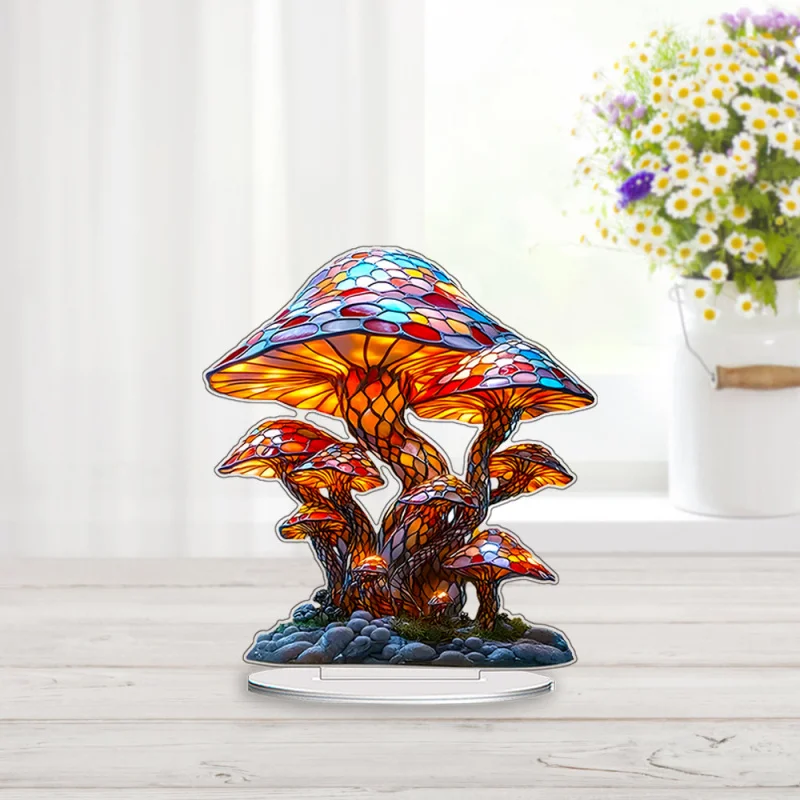 

Cross-Border Hot Selling New Colorful Mushroom Acrylic Creative Home Living Room Desktop Furnishings Ornaments Christmas