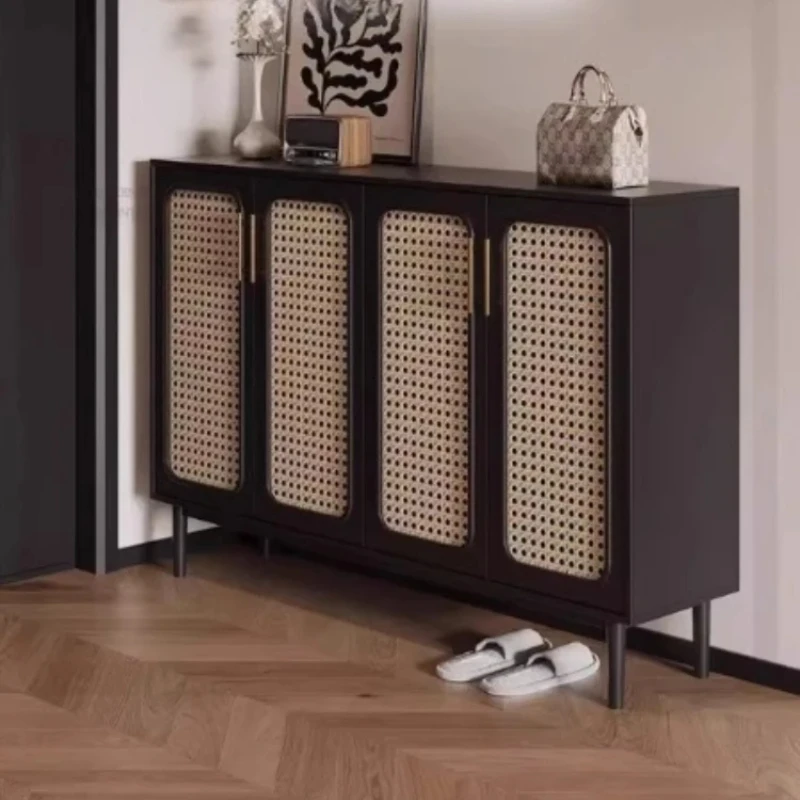 

Современный скандинавский органайзер для обуви, тумба для хранения обуви в прихожей, плетеная обувница из ротанга, мебель для дома