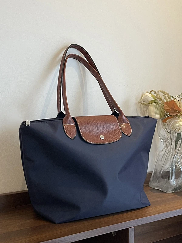 Bolso de hombro de nailon de gran capacidad para mamá, estilo casual y sencillo, tipo dumpling, con bloques de color, suave, ...