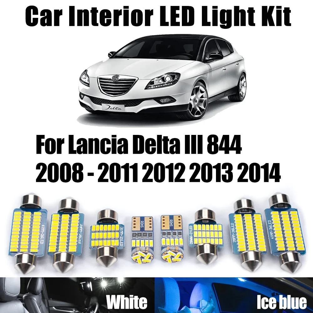 

11Pcs LED Interior Vanity Mirror Trunk Light Car Map Dome Bulbs Kit For Lancia Delta III 844 2008 - 2012 2013 2014 Accessories