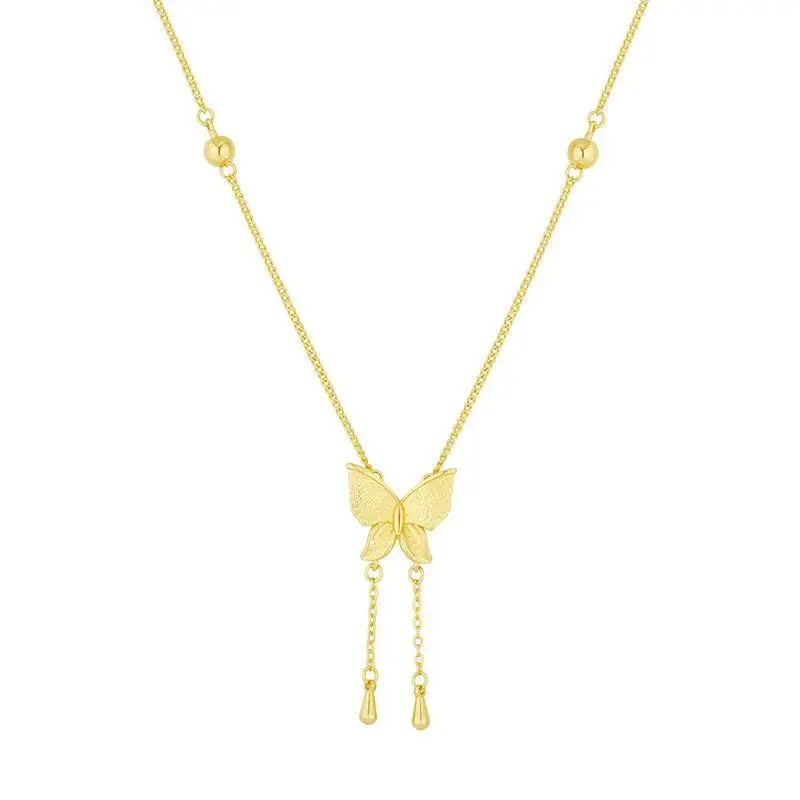 1 Stück vergoldete Schmetterlings-Anhänger-Halskette mit verstellbarer Kette, zierliche Anhänger, Geschenke für Frauen zum täglichen Tragen – Detail 4