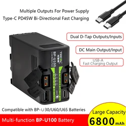 6800mAh BP-U100 BP-U30 U60 U65 U90 Battery With PD45W Fast Charging for Sony EX260 EX280 Z280 FS5 7 FX6 Z190 EX1R EX200 F3 F3K