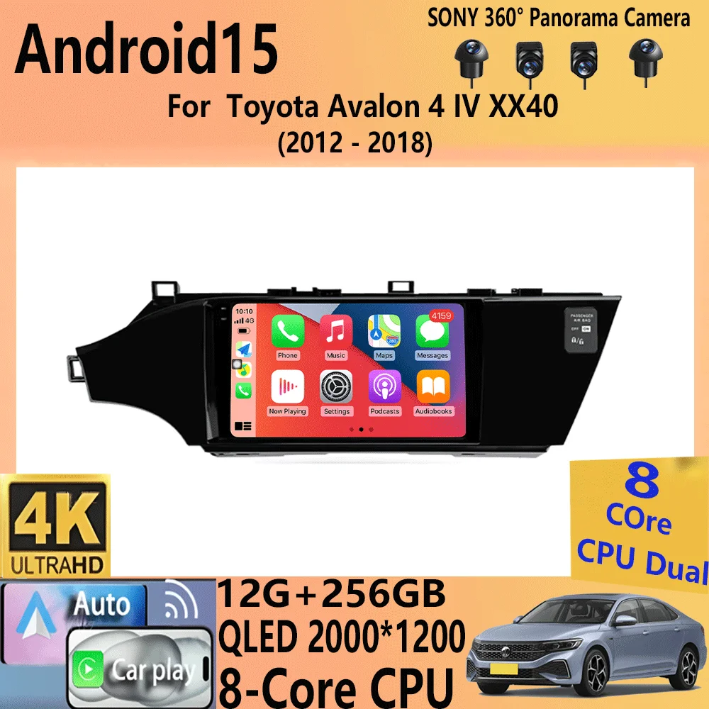 Car Radio Android 15 For Toyota Avalon 4 IV XX40 2012-2018 Auto Carplay Screen Automotivo Bluetooth Stereo Multimedia Player GPS