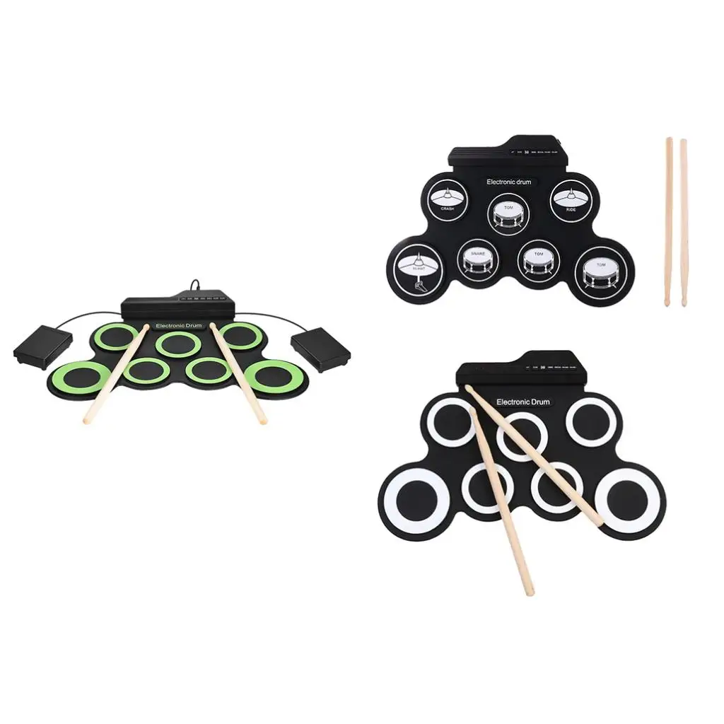 

Электронный барабанный пэд-комплект Roll Up Drum Pad Kit: USB-силиконовый ручной перкуссионный инструмент с педалями и палочками для тренировок