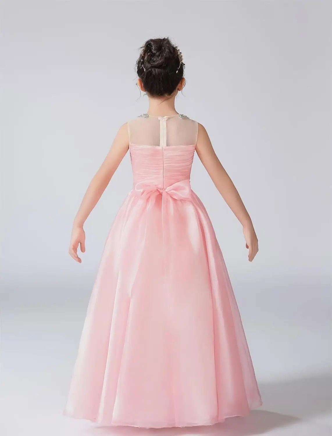 Mode sirène brillant soie scintillante Tulle Sweatheart fleur fille robe sans manches robe de demoiselle d'honneur filles robe