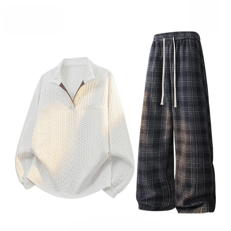 

Мужской спортивный костюм TUCANO Весна 2026: вышитые брюки и лонгслив из полиэстера, повседневный комплект из двух предметов