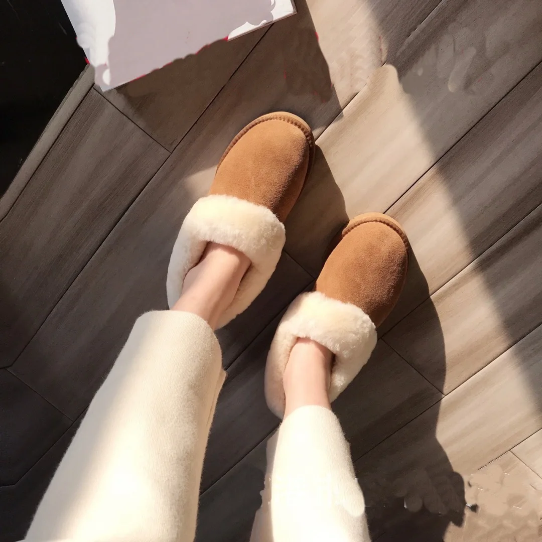 

NEW style mini winter shallow snow boots Flats Casual Shoes Suede Fur Chelsea Ankle Boots Platform Ladies Shoes Botas Mujer