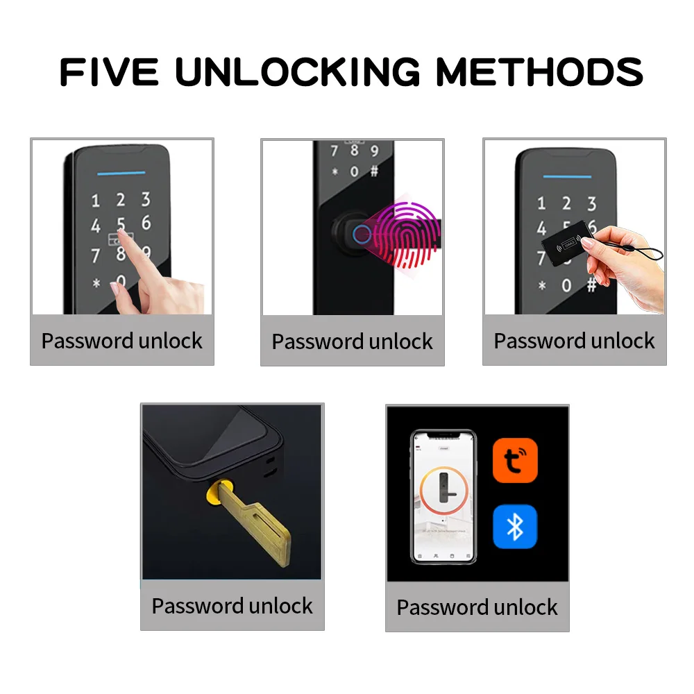 PHIPULO Tuya WIFI Biometric Fingerprint Door Lock Smart Lock App Remote Unlocking Keyless Lock Electronic Door Lock