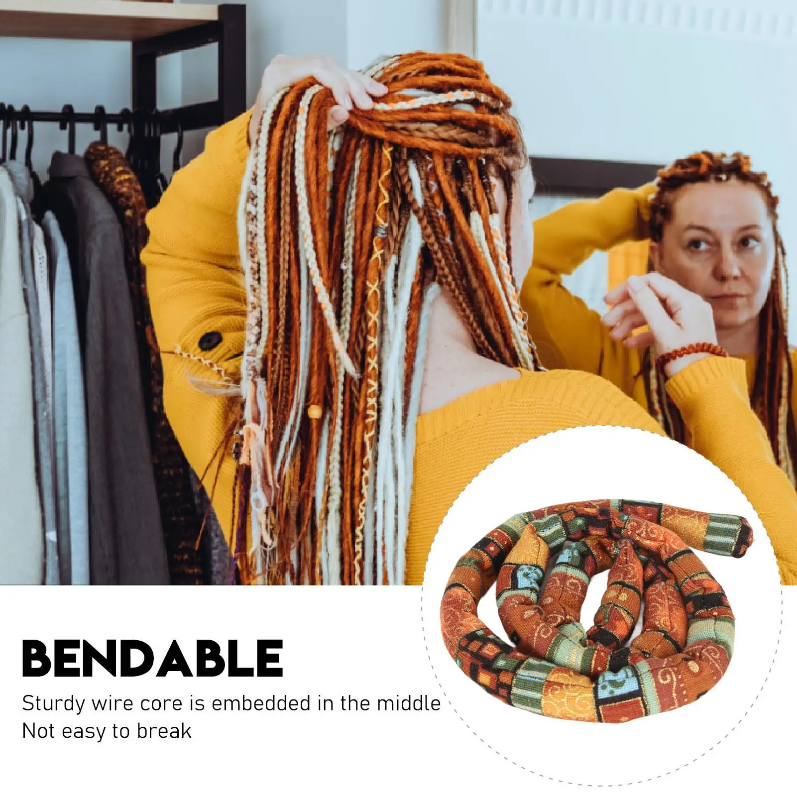 Corbata para el pelo con rastas étnicas, soporte de cola de caballo en espiral Flexible para hombres y mujeres, perfecto para accesorios de moda de Carnaval