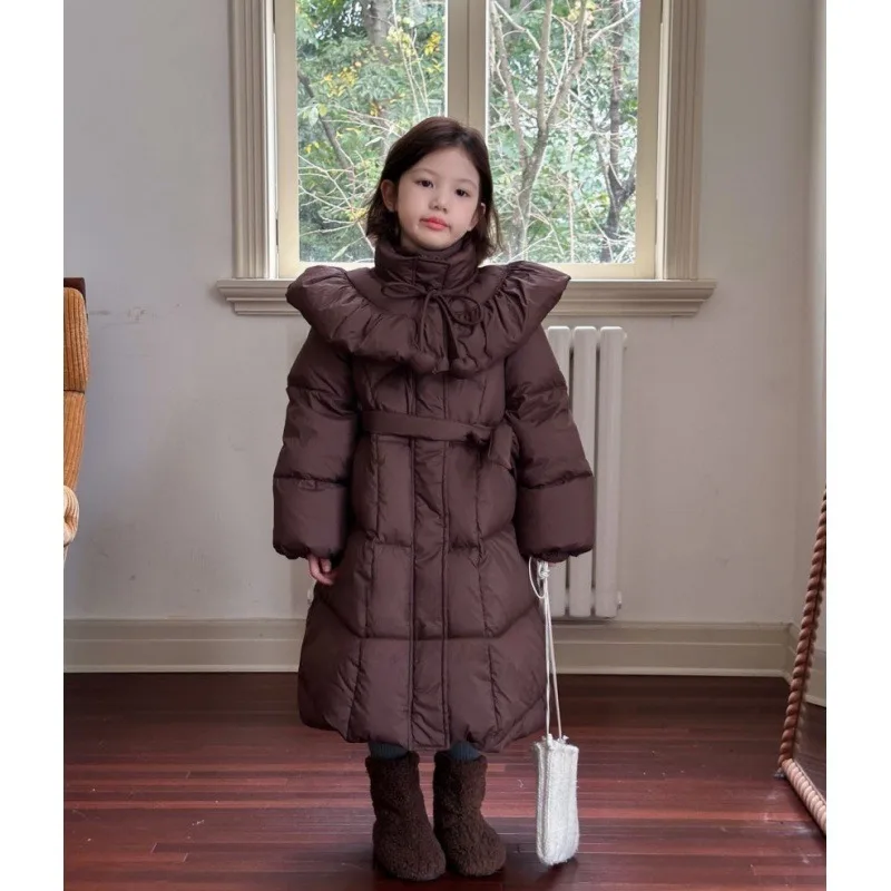

Girls' Winter Padded Clothes 2025 New Fashion Children's Long Waist Padded Clothes Thickened Baby Zipper Padded Jacket Tide