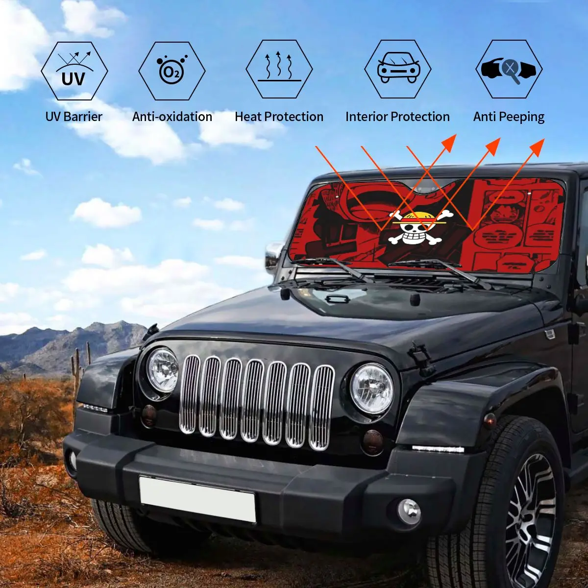 Uma peça bandeira pirata engraçado pára-brisa pára-sol 70x130cm folha de alumínio janela do carro pára-brisas capa persianas