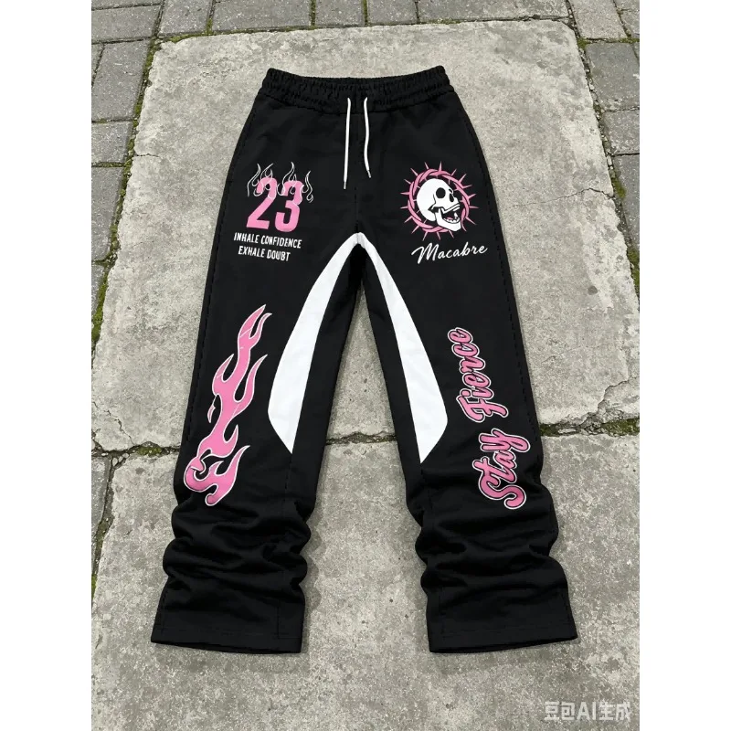 Y2k Flared Pants Men's Women's Kids Loose 3D Print Trousers Casual Sweatpants Mid Waist Sporty Streetwear Hip Hop Vintage Pants